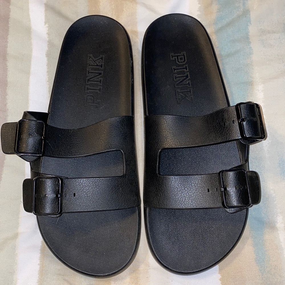 PINK- Black Sandals